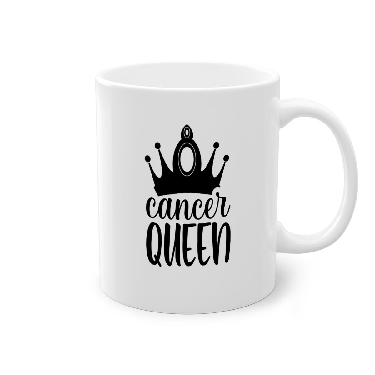 Cancer queen 160# Mug featuring a two-tone design with a colored handle and glossy finish, available in multiple colors.