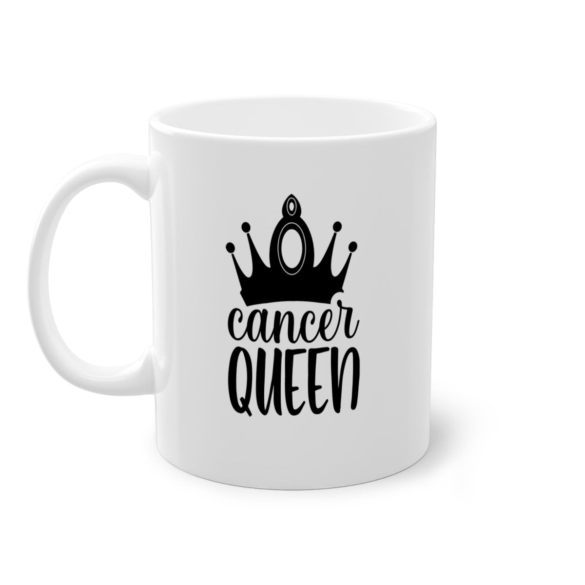 Cancer queen 160# Mug featuring a two-tone design with a colored handle and glossy finish, available in multiple colors.