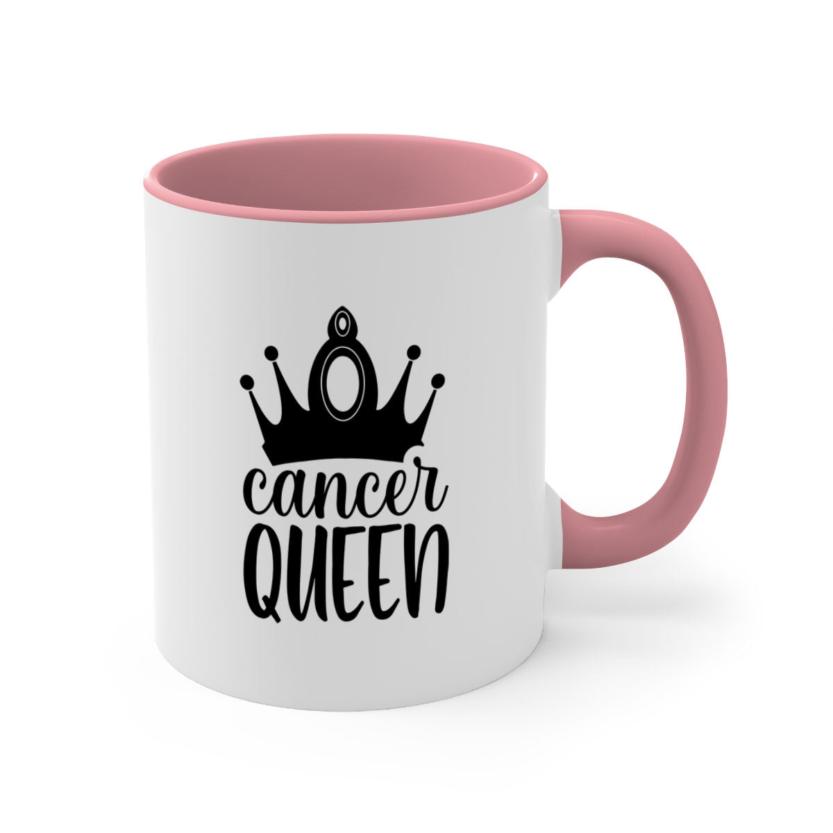 Cancer queen 160# Mug featuring a two-tone design with a colored handle and glossy finish, available in multiple colors.