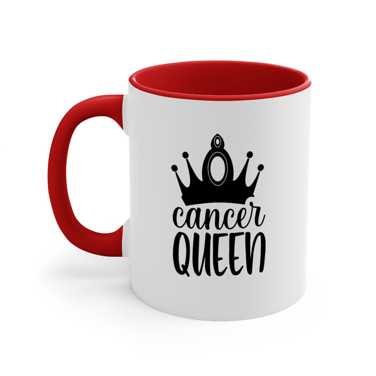 Cancer queen 160# Mug featuring a two-tone design with a colored handle and glossy finish, available in multiple colors.