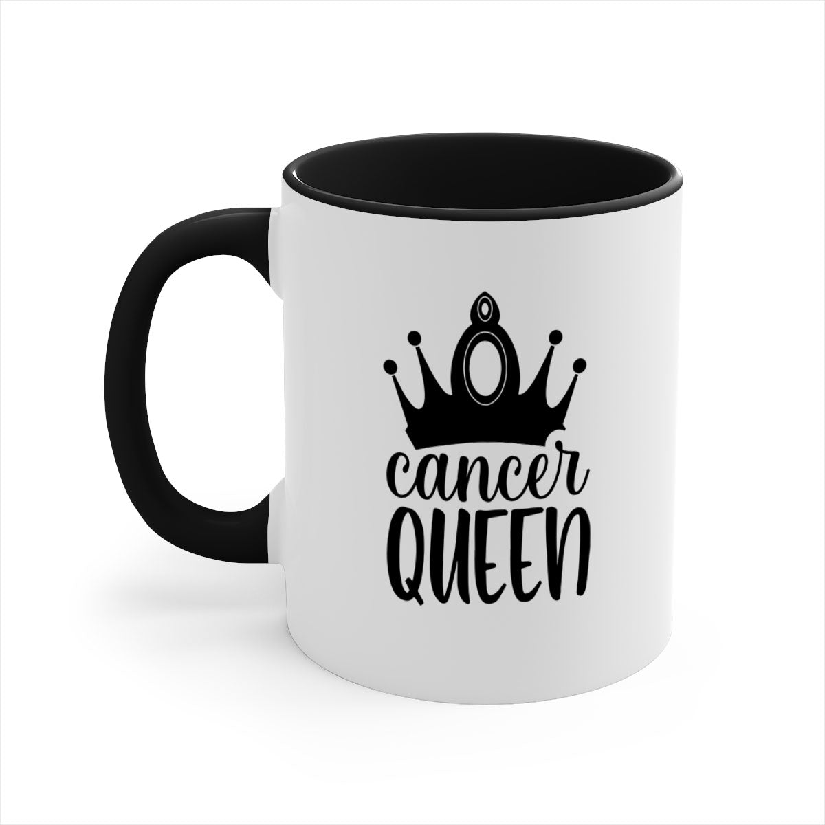 Cancer queen 160# Mug featuring a two-tone design with a colored handle and glossy finish, available in multiple colors.