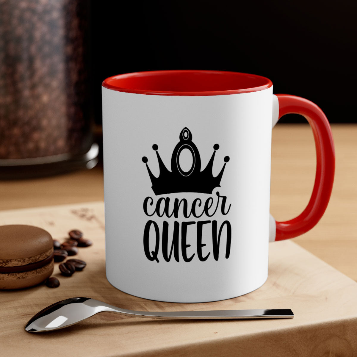 Cancer queen 160# Mug featuring a two-tone design with a colored handle and glossy finish, available in multiple colors.