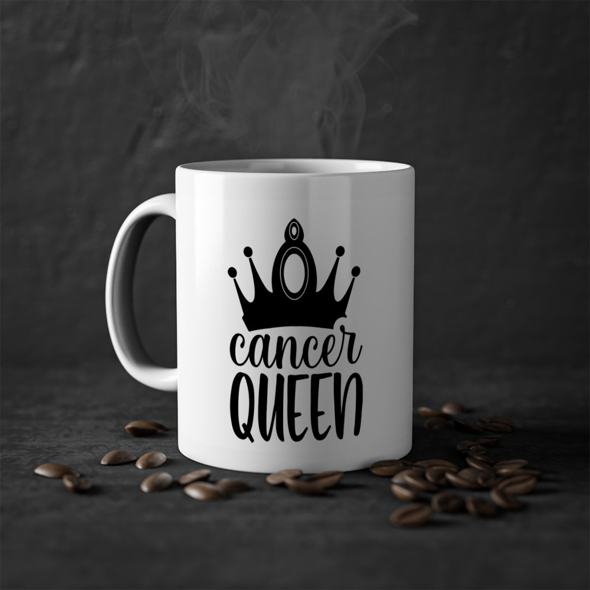 Cancer queen 160# Mug featuring a two-tone design with a colored handle and glossy finish, available in multiple colors.
