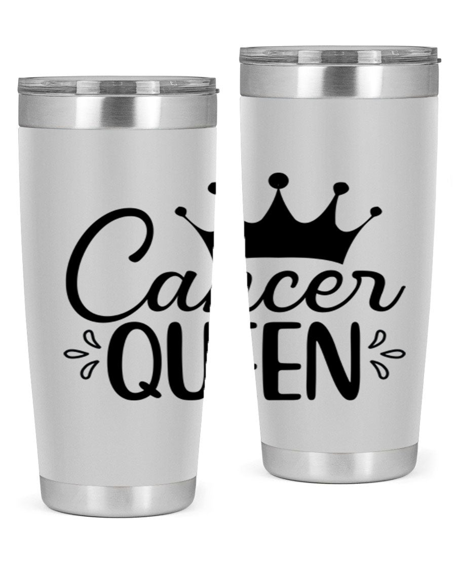 Cancer Queen 161# Tumbler featuring a stylish design, double wall vacuum insulation, and a press-in drink-thru lid, perfect for hot and cold beverages.