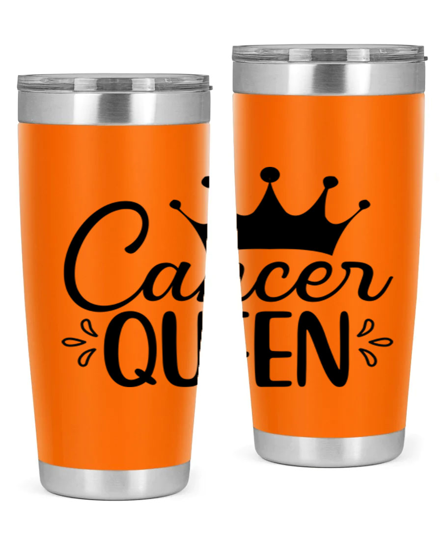 Cancer Queen 161# Tumbler featuring a stylish design, double wall vacuum insulation, and a press-in drink-thru lid, perfect for hot and cold beverages.