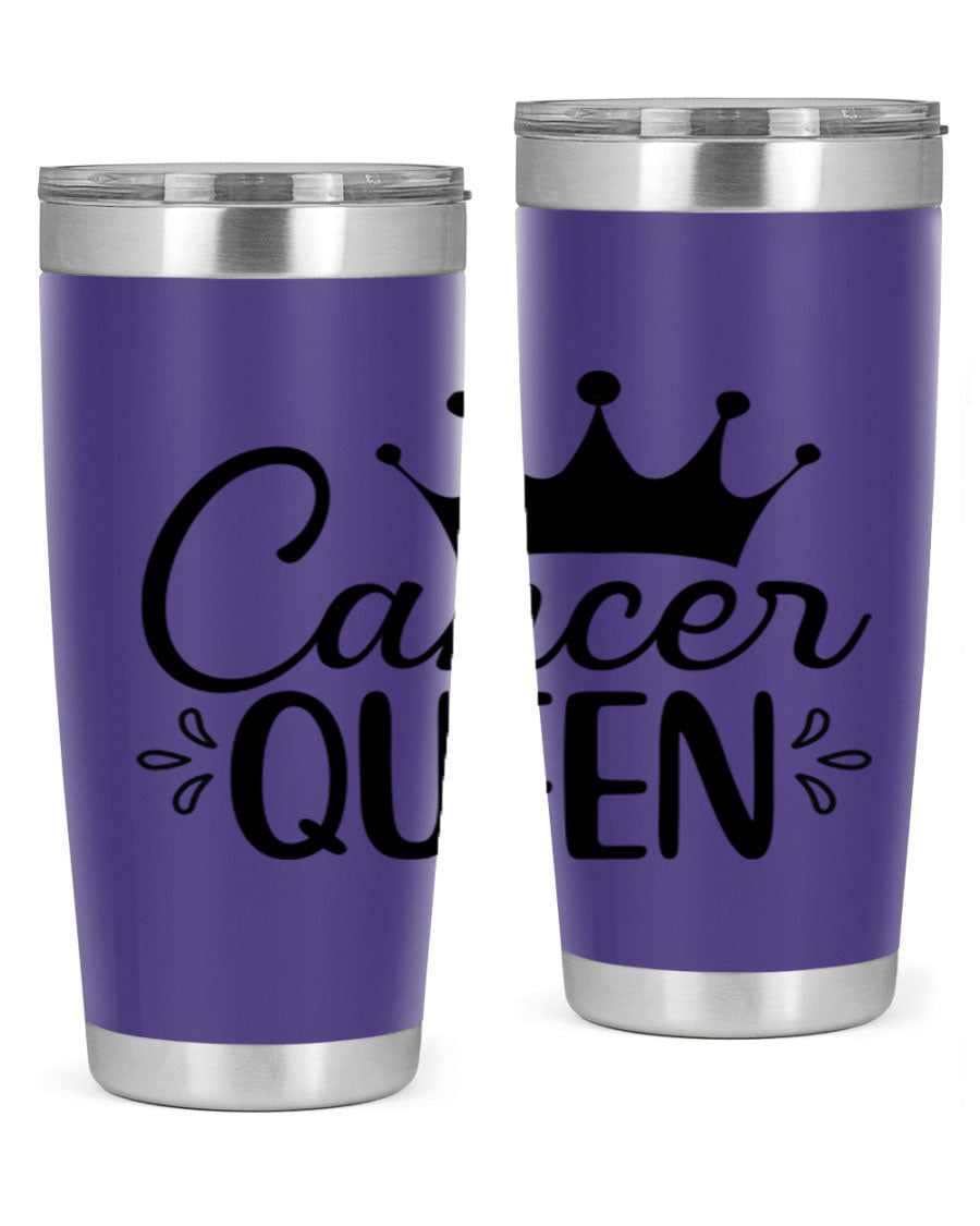 Cancer Queen 161# Tumbler featuring a stylish design, double wall vacuum insulation, and a press-in drink-thru lid, perfect for hot and cold beverages.