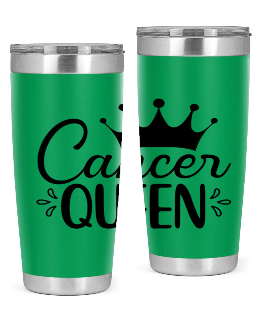 Cancer Queen 161# Tumbler featuring a stylish design, double wall vacuum insulation, and a press-in drink-thru lid, perfect for hot and cold beverages.