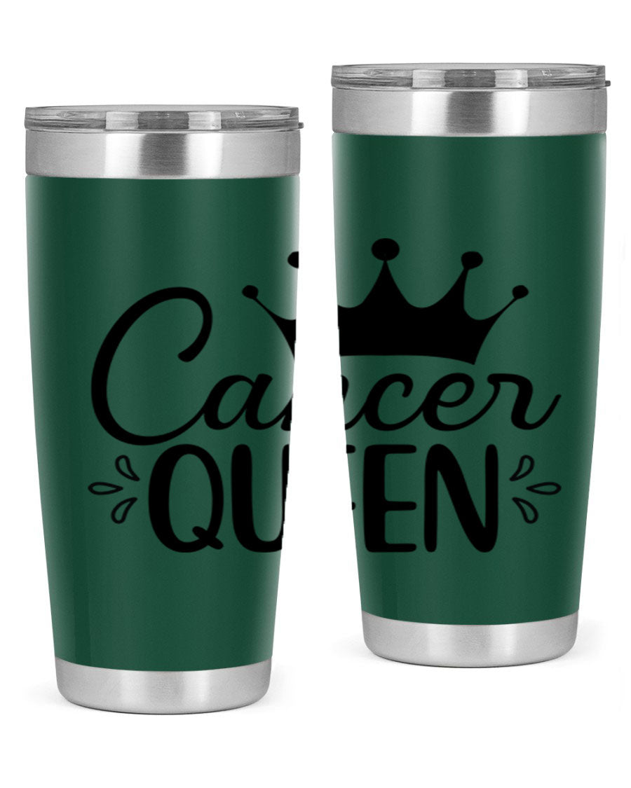 Cancer Queen 161# Tumbler featuring a stylish design, double wall vacuum insulation, and a press-in drink-thru lid, perfect for hot and cold beverages.