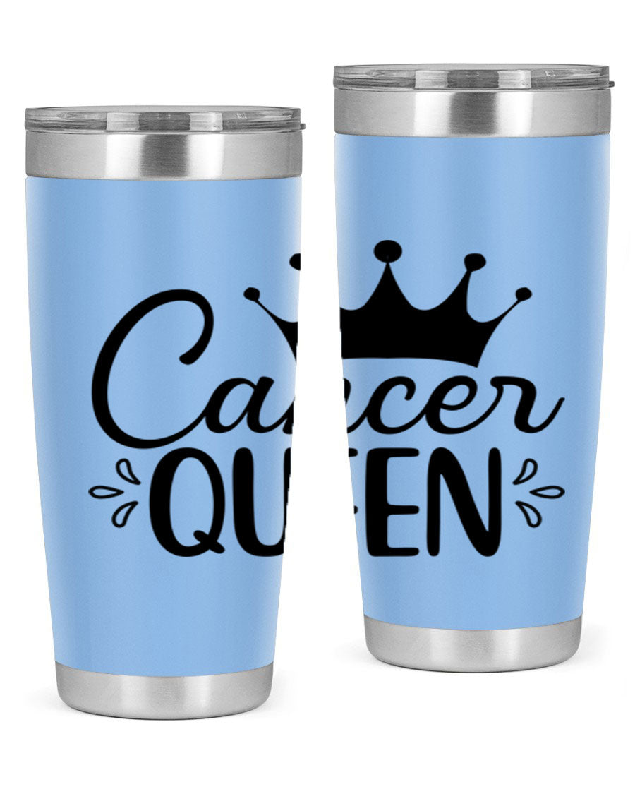 Cancer Queen 161# Tumbler featuring a stylish design, double wall vacuum insulation, and a press-in drink-thru lid, perfect for hot and cold beverages.