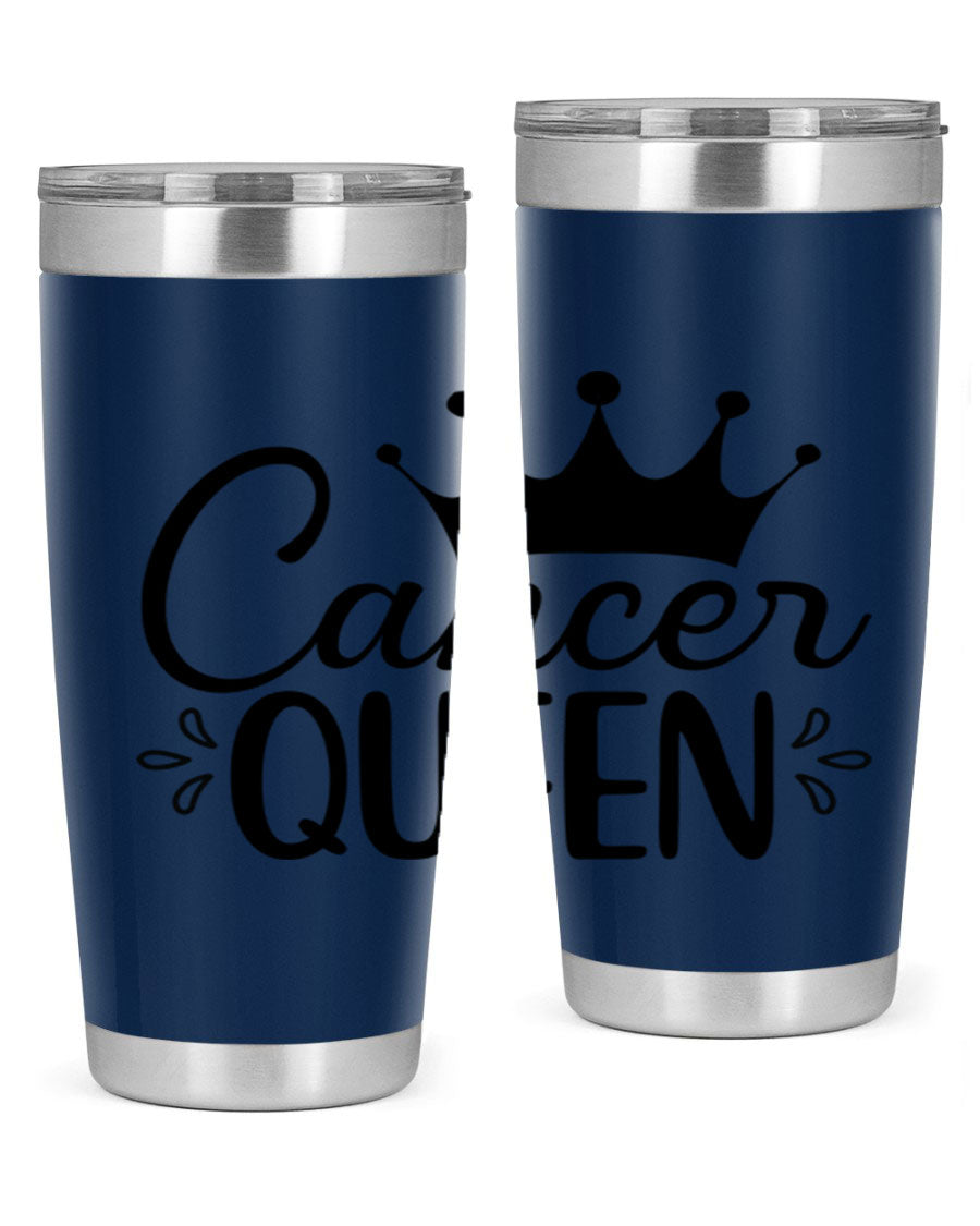 Cancer Queen 161# Tumbler featuring a stylish design, double wall vacuum insulation, and a press-in drink-thru lid, perfect for hot and cold beverages.