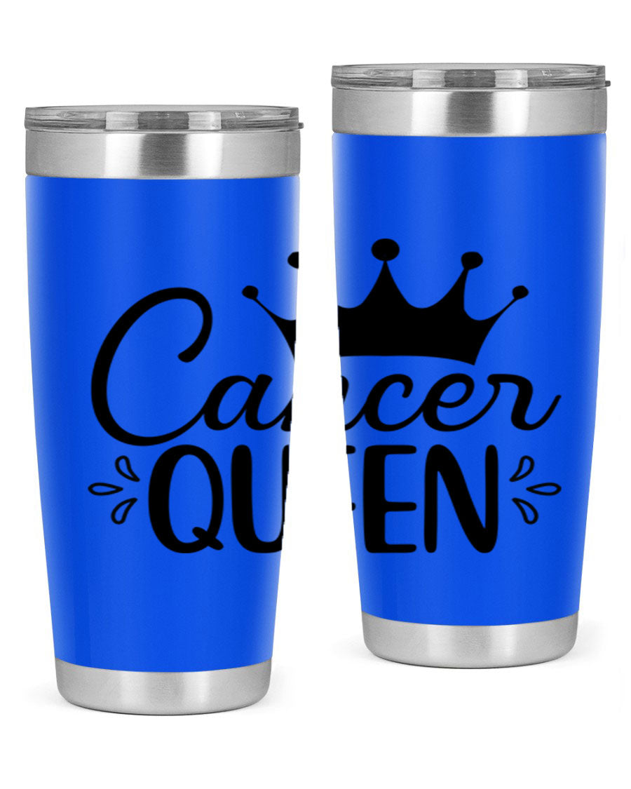 Cancer Queen 161# Tumbler featuring a stylish design, double wall vacuum insulation, and a press-in drink-thru lid, perfect for hot and cold beverages.
