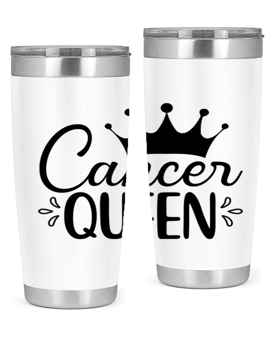Cancer Queen 161# Tumbler featuring a stylish design, double wall vacuum insulation, and a press-in drink-thru lid, perfect for hot and cold beverages.