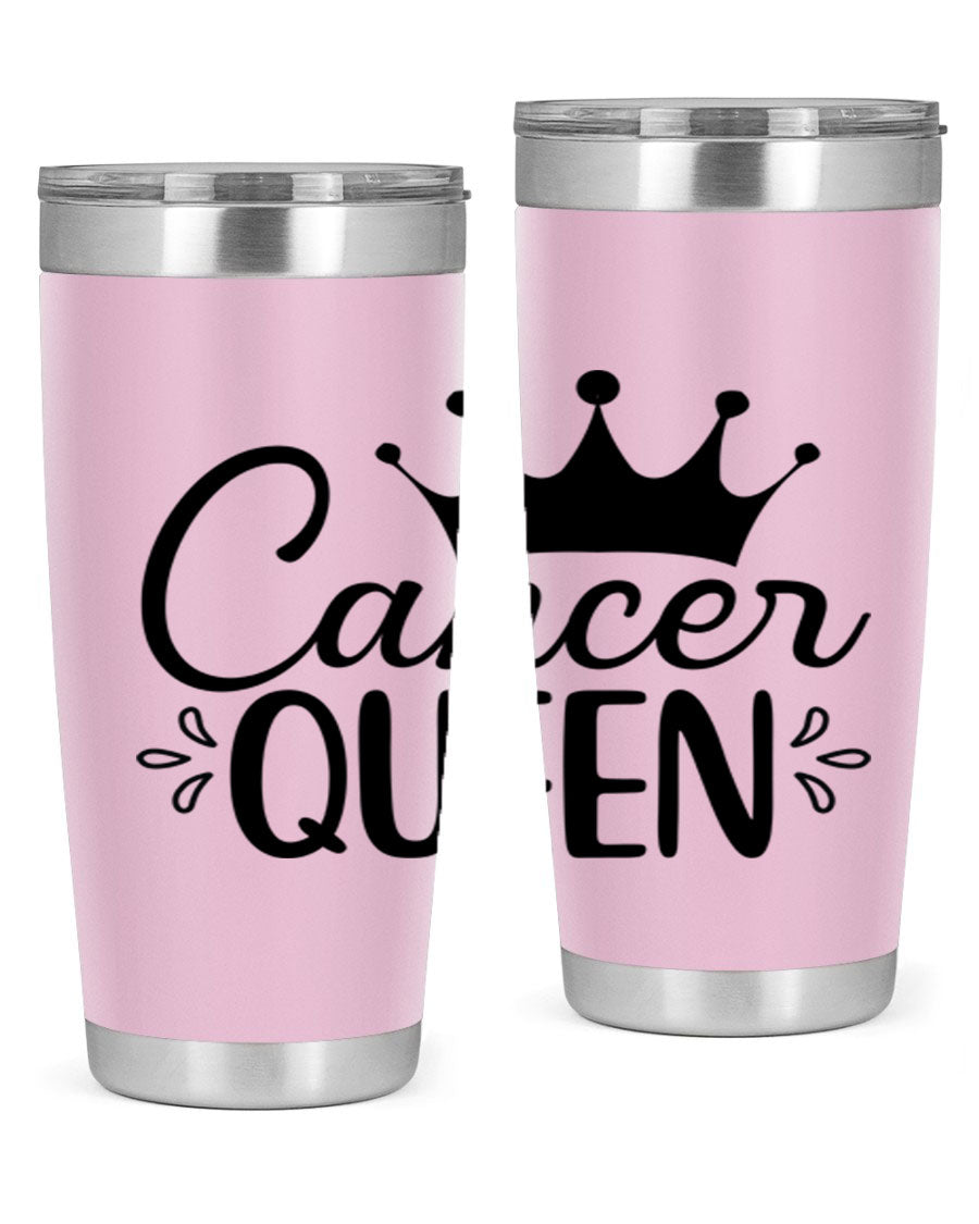Cancer Queen 161# Tumbler featuring a stylish design, double wall vacuum insulation, and a press-in drink-thru lid, perfect for hot and cold beverages.