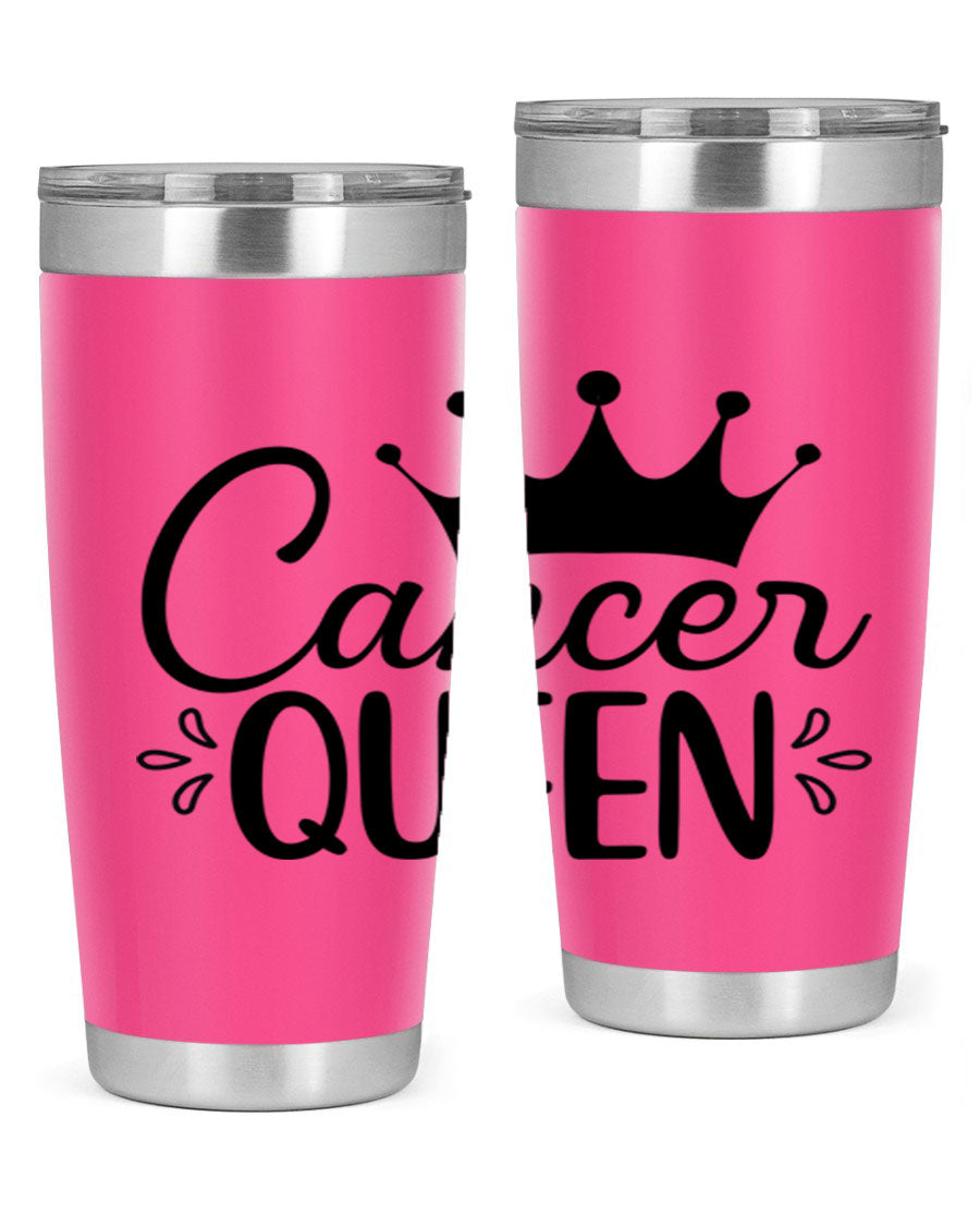 Cancer Queen 161# Tumbler featuring a stylish design, double wall vacuum insulation, and a press-in drink-thru lid, perfect for hot and cold beverages.