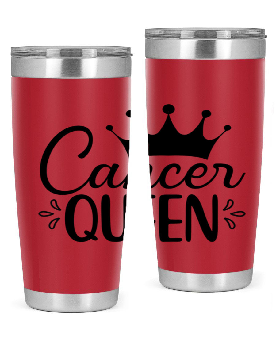 Cancer Queen 161# Tumbler featuring a stylish design, double wall vacuum insulation, and a press-in drink-thru lid, perfect for hot and cold beverages.