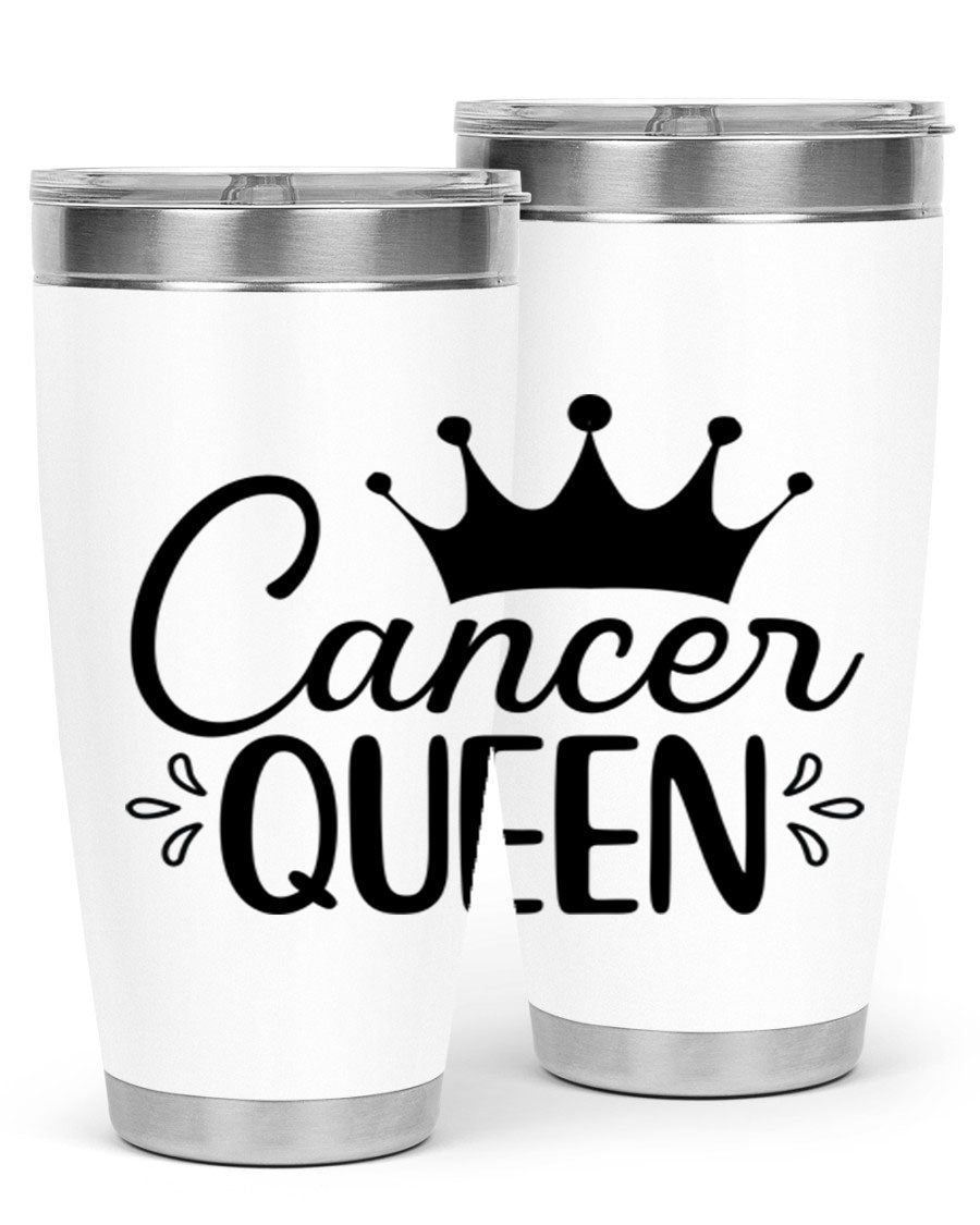 Cancer Queen 161# Tumbler featuring a stylish design, double wall vacuum insulation, and a press-in drink-thru lid, perfect for hot and cold beverages.