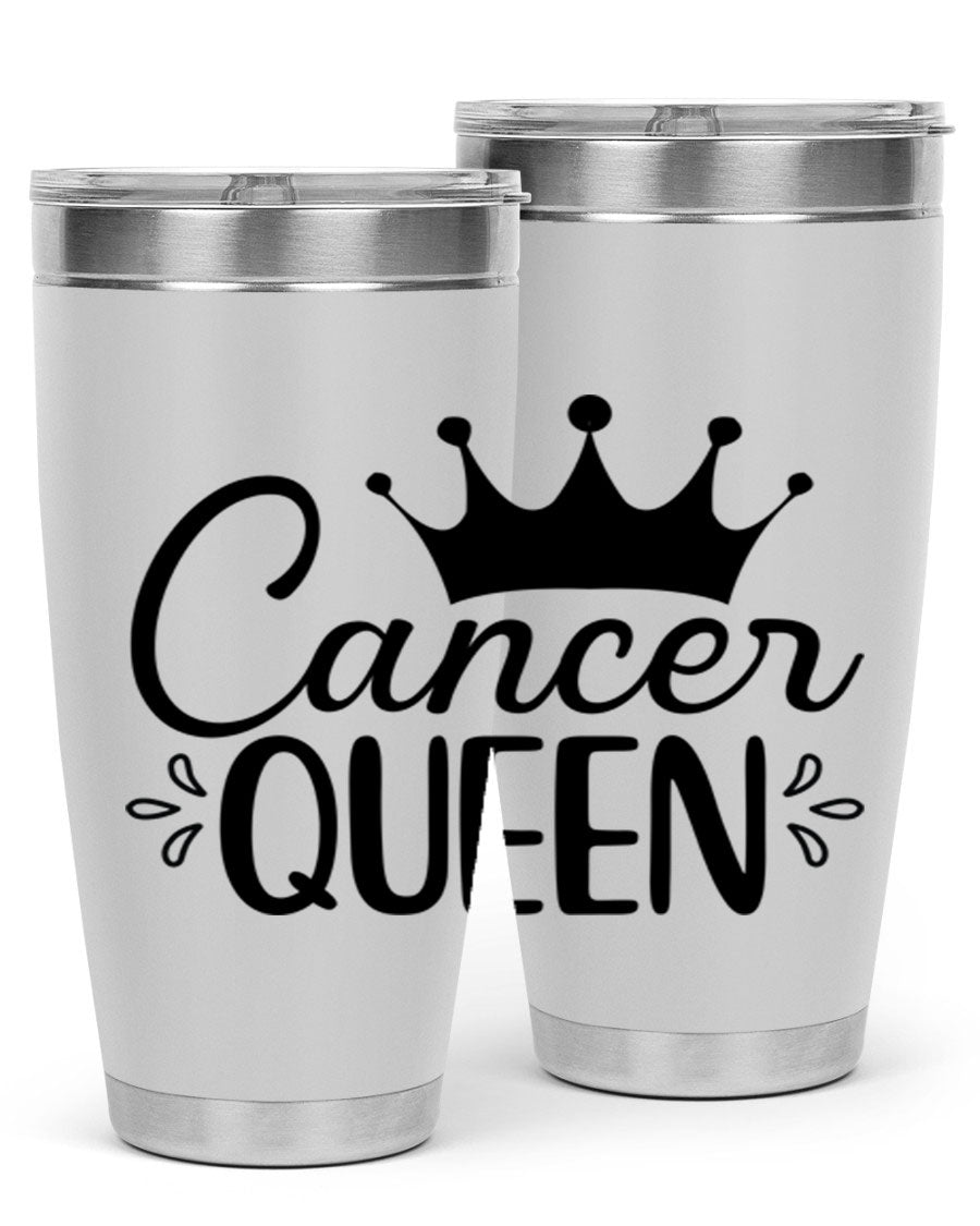 Cancer Queen 161# Tumbler featuring a stylish design, double wall vacuum insulation, and a press-in drink-thru lid, perfect for hot and cold beverages.