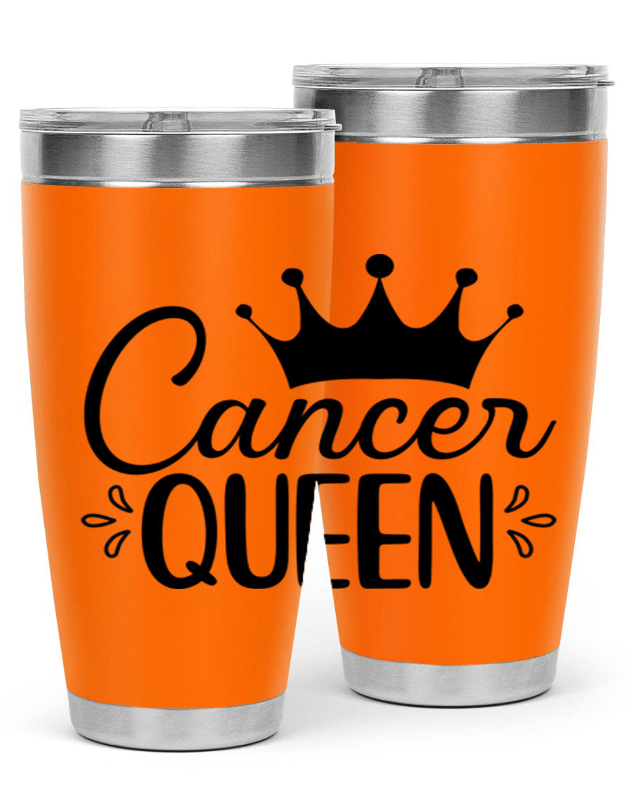 Cancer Queen 161# Tumbler featuring a stylish design, double wall vacuum insulation, and a press-in drink-thru lid, perfect for hot and cold beverages.