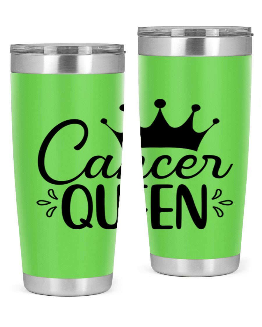 Cancer Queen 161# Tumbler featuring a stylish design, double wall vacuum insulation, and a press-in drink-thru lid, perfect for hot and cold beverages.