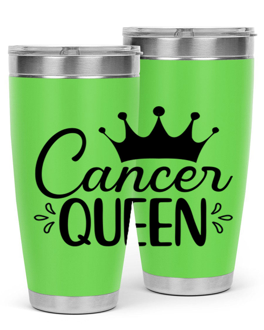 Cancer Queen 161# Tumbler featuring a stylish design, double wall vacuum insulation, and a press-in drink-thru lid, perfect for hot and cold beverages.