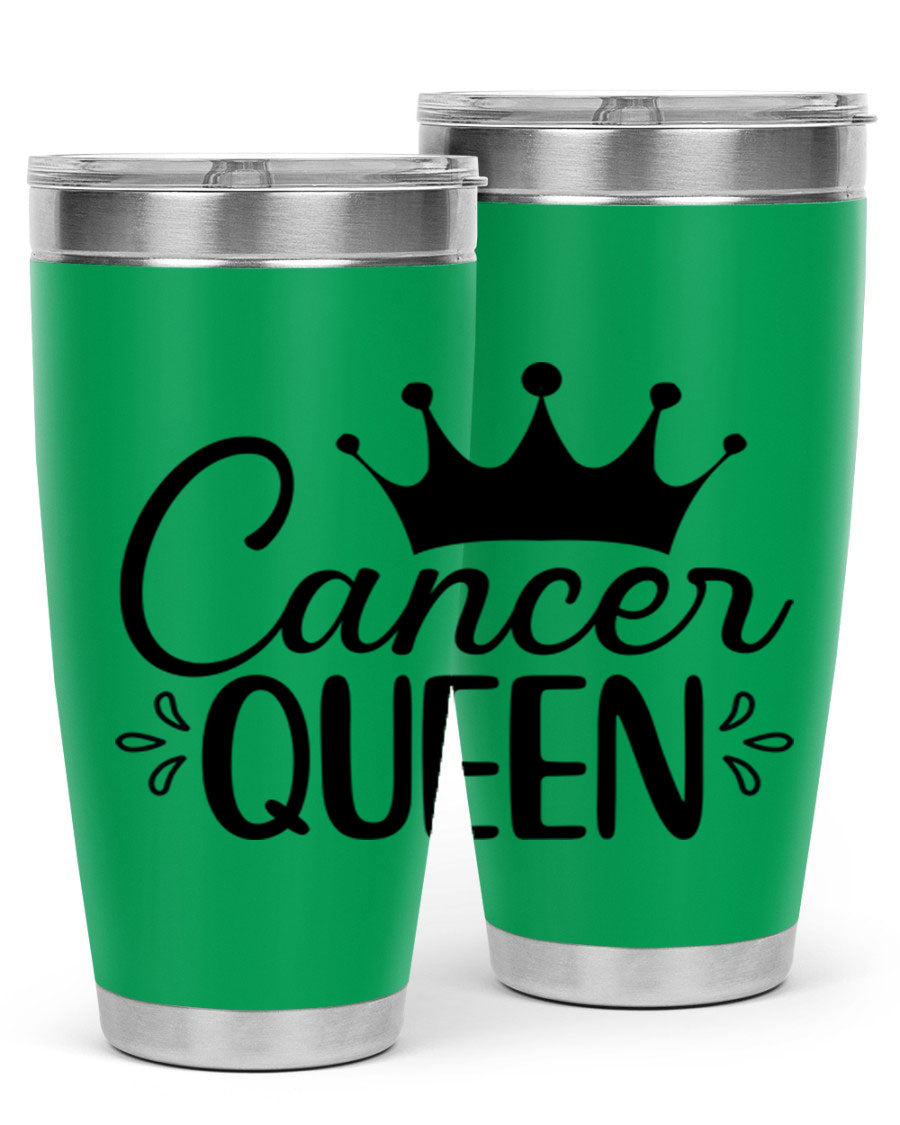 Cancer Queen 161# Tumbler featuring a stylish design, double wall vacuum insulation, and a press-in drink-thru lid, perfect for hot and cold beverages.