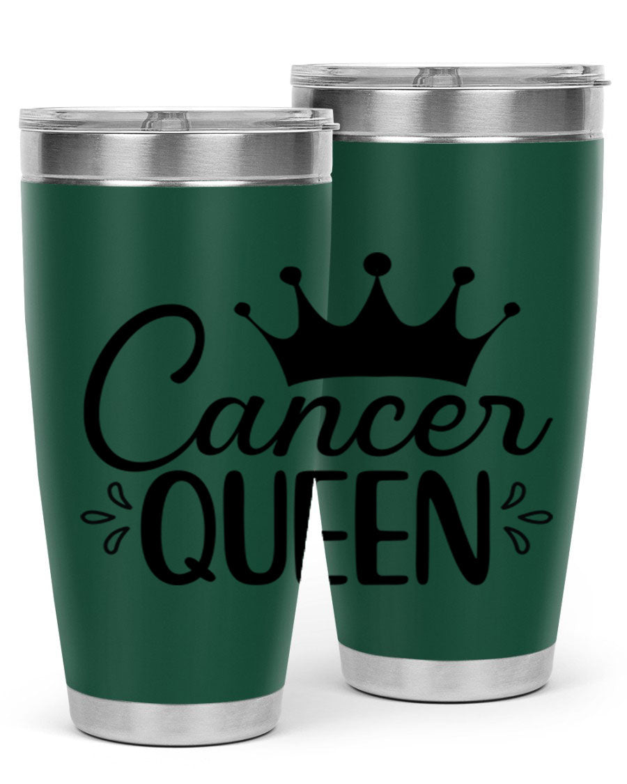 Cancer Queen 161# Tumbler featuring a stylish design, double wall vacuum insulation, and a press-in drink-thru lid, perfect for hot and cold beverages.