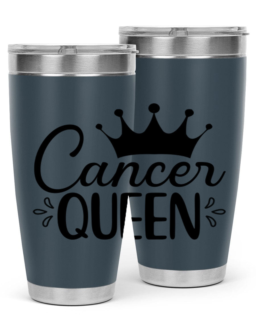 Cancer Queen 161# Tumbler featuring a stylish design, double wall vacuum insulation, and a press-in drink-thru lid, perfect for hot and cold beverages.