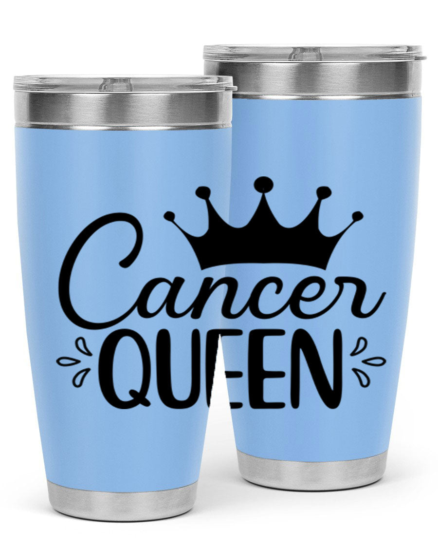 Cancer Queen 161# Tumbler featuring a stylish design, double wall vacuum insulation, and a press-in drink-thru lid, perfect for hot and cold beverages.