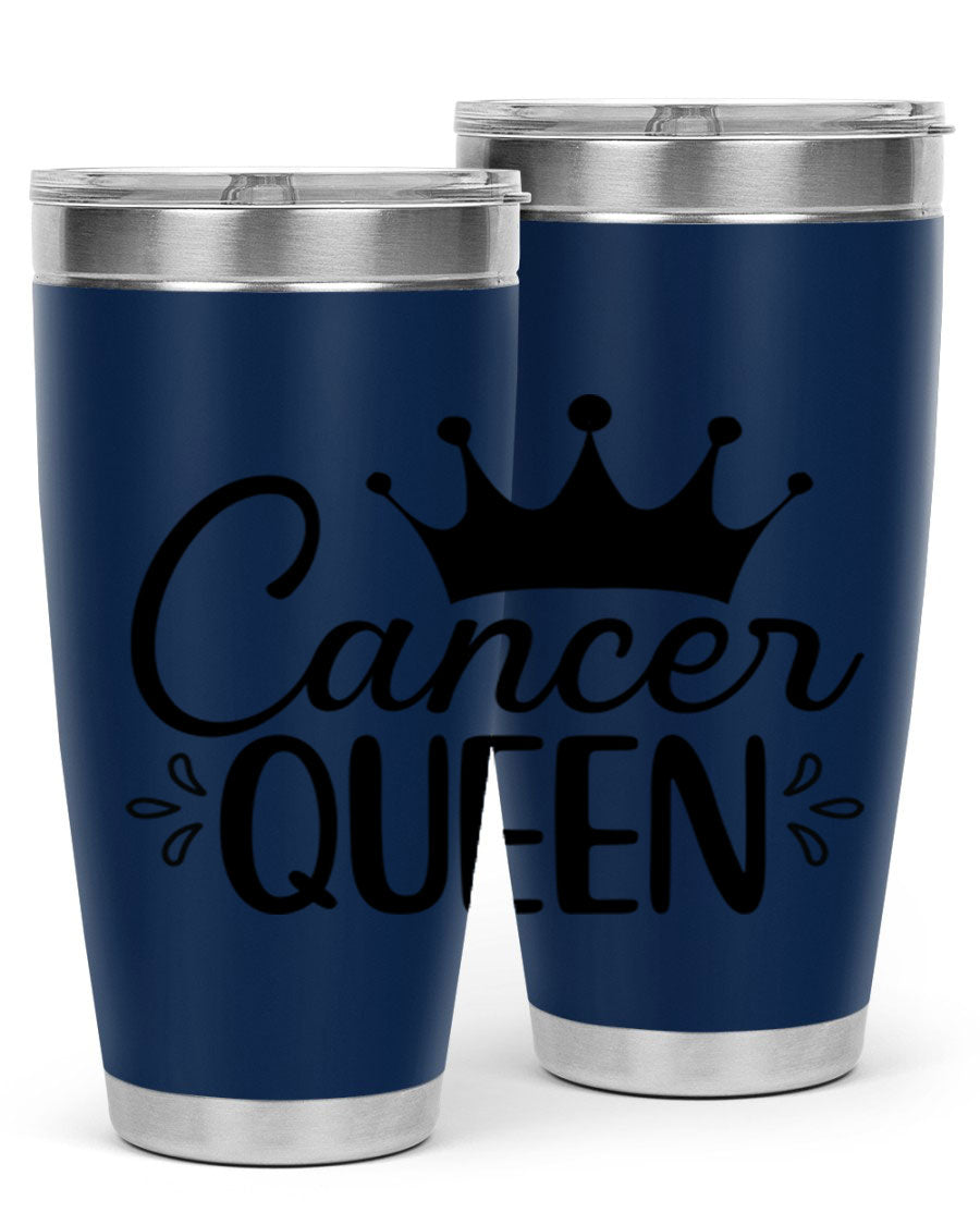 Cancer Queen 161# Tumbler featuring a stylish design, double wall vacuum insulation, and a press-in drink-thru lid, perfect for hot and cold beverages.