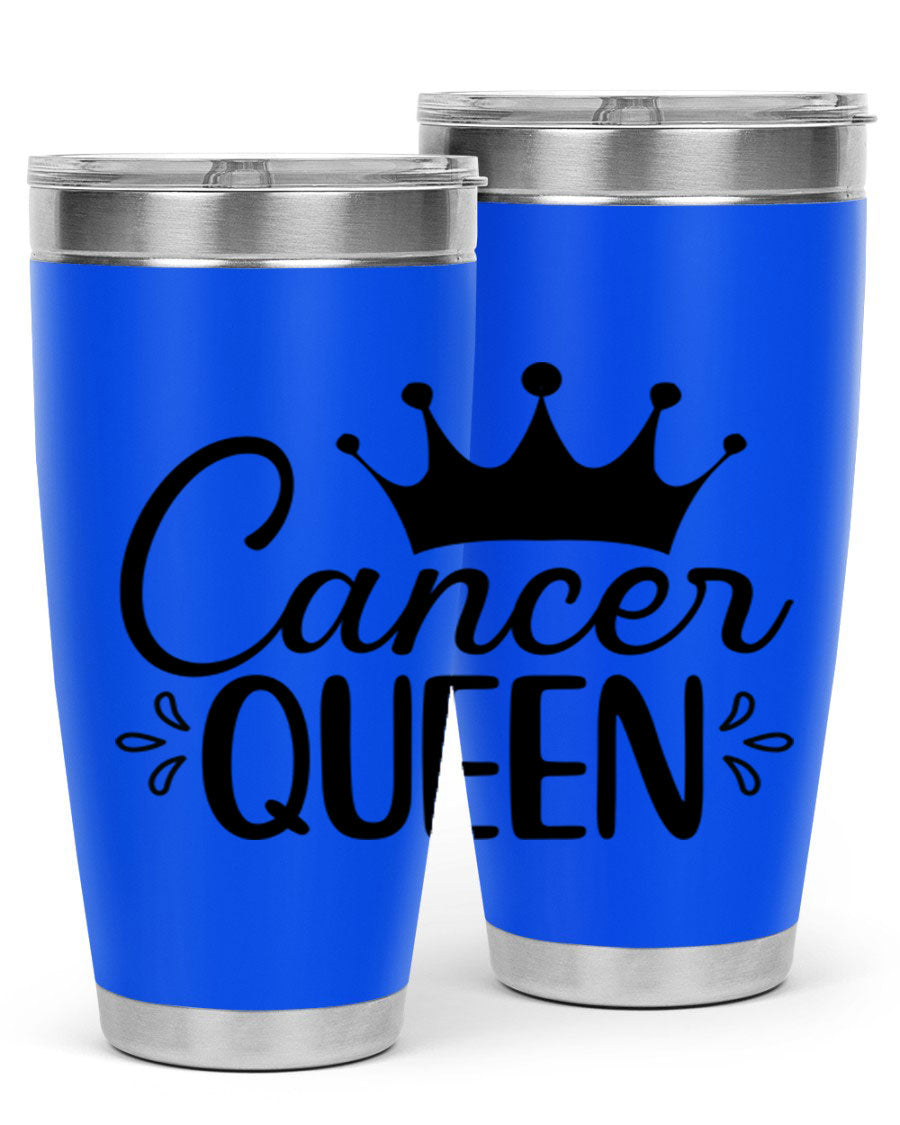 Cancer Queen 161# Tumbler featuring a stylish design, double wall vacuum insulation, and a press-in drink-thru lid, perfect for hot and cold beverages.