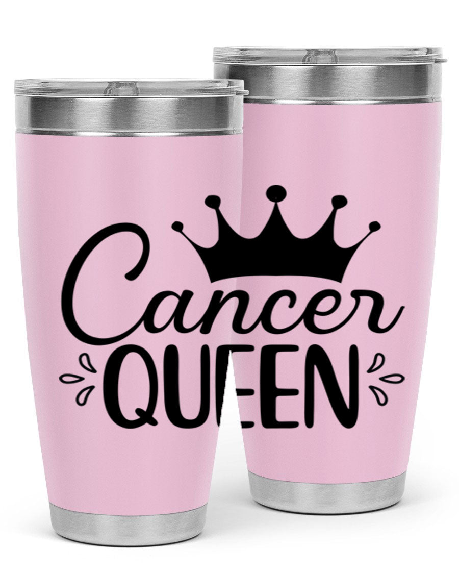 Cancer Queen 161# Tumbler featuring a stylish design, double wall vacuum insulation, and a press-in drink-thru lid, perfect for hot and cold beverages.