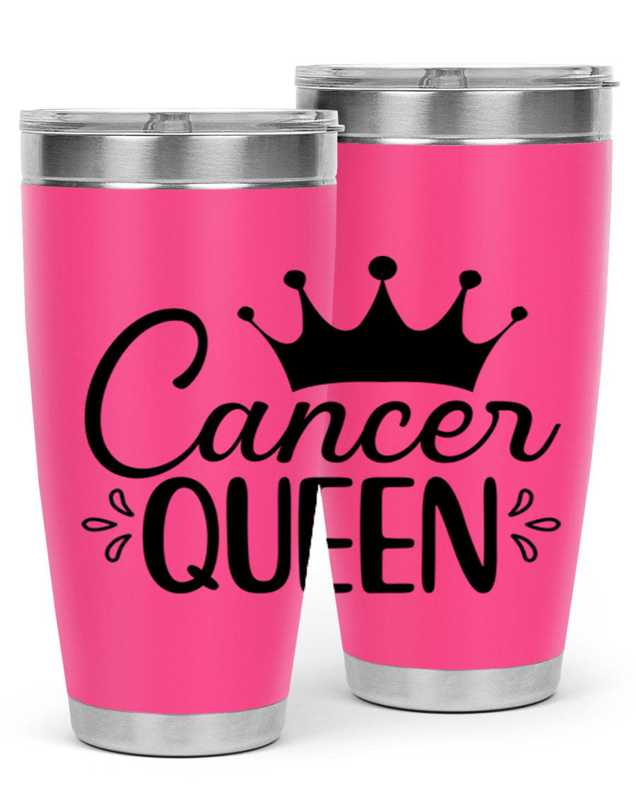 Cancer Queen 161# Tumbler featuring a stylish design, double wall vacuum insulation, and a press-in drink-thru lid, perfect for hot and cold beverages.