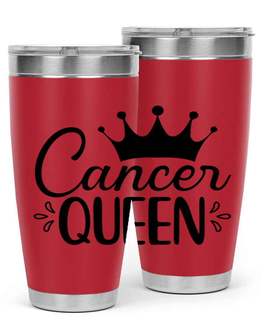 Cancer Queen 161# Tumbler featuring a stylish design, double wall vacuum insulation, and a press-in drink-thru lid, perfect for hot and cold beverages.