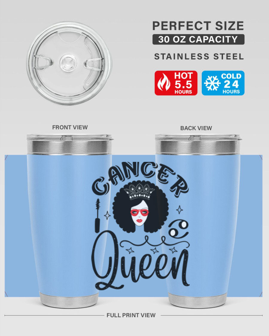 Cancer Queen 162# Tumbler featuring a stylish zodiac design, made of stainless steel with a drink-thru lid.
