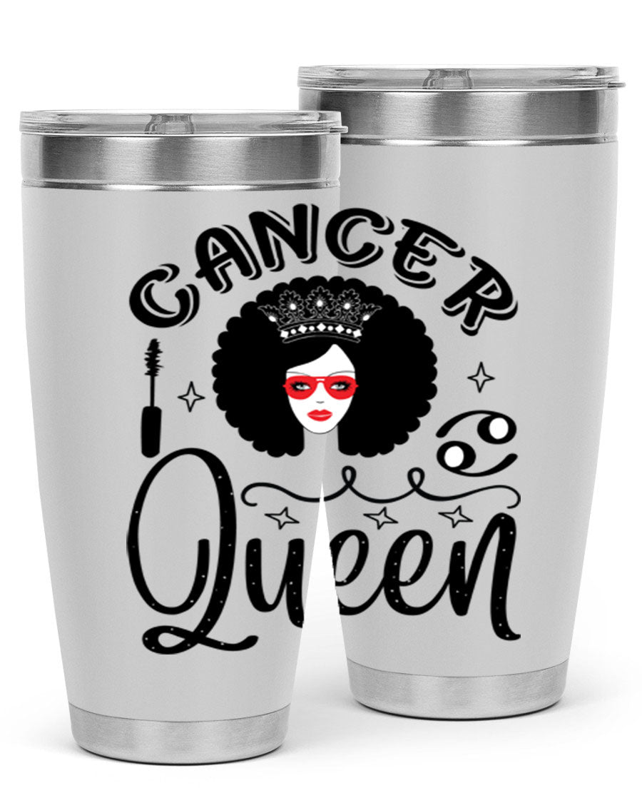 Cancer Queen 162# Tumbler featuring a stylish zodiac design, made of stainless steel with a drink-thru lid.