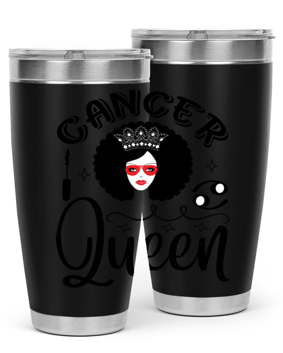 Cancer Queen 162# Tumbler featuring a stylish zodiac design, made of stainless steel with a drink-thru lid.