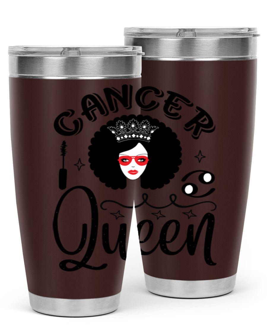 Cancer Queen 162# Tumbler featuring a stylish zodiac design, made of stainless steel with a drink-thru lid.