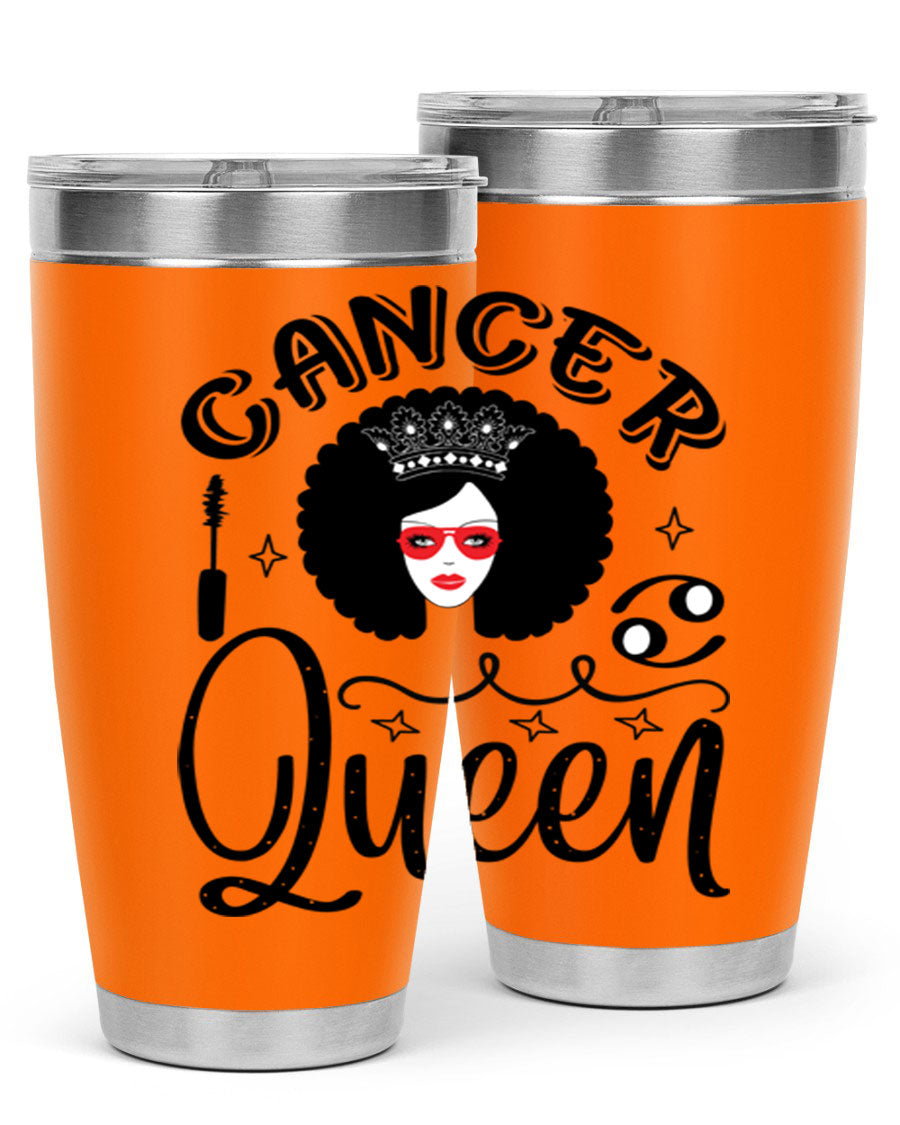 Cancer Queen 162# Tumbler featuring a stylish zodiac design, made of stainless steel with a drink-thru lid.
