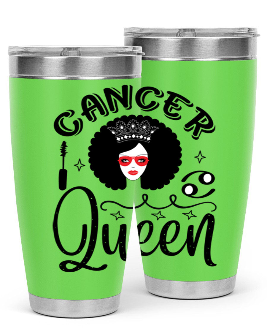 Cancer Queen 162# Tumbler featuring a stylish zodiac design, made of stainless steel with a drink-thru lid.