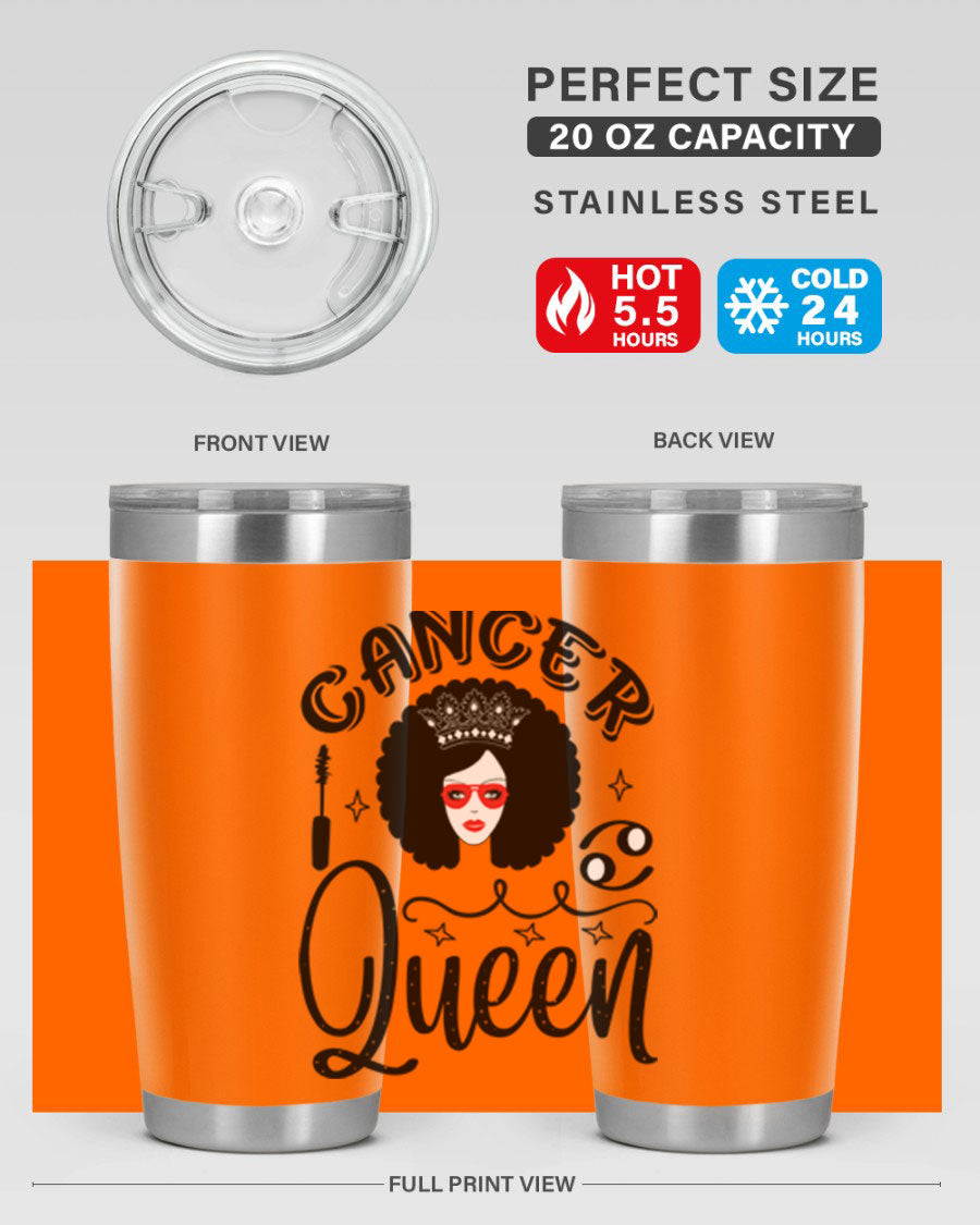Cancer Queen 162# Tumbler featuring a stylish zodiac design, made of stainless steel with a drink-thru lid.
