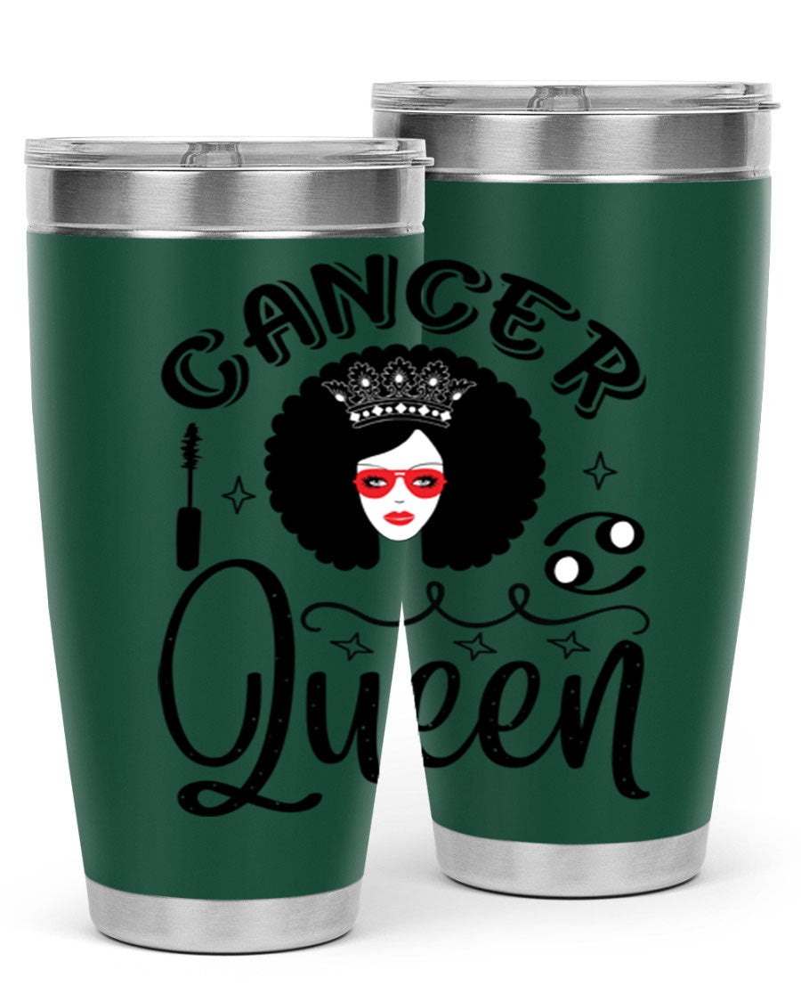 Cancer Queen 162# Tumbler featuring a stylish zodiac design, made of stainless steel with a drink-thru lid.