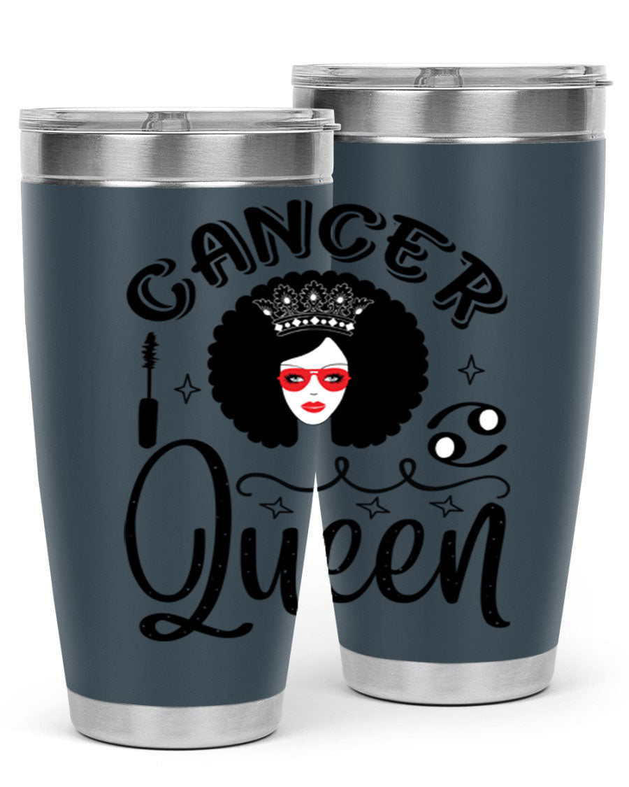 Cancer Queen 162# Tumbler featuring a stylish zodiac design, made of stainless steel with a drink-thru lid.
