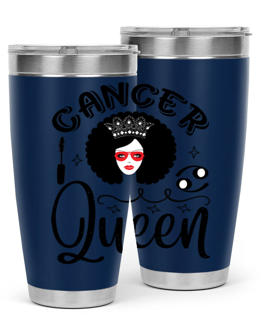 Cancer Queen 162# Tumbler featuring a stylish zodiac design, made of stainless steel with a drink-thru lid.