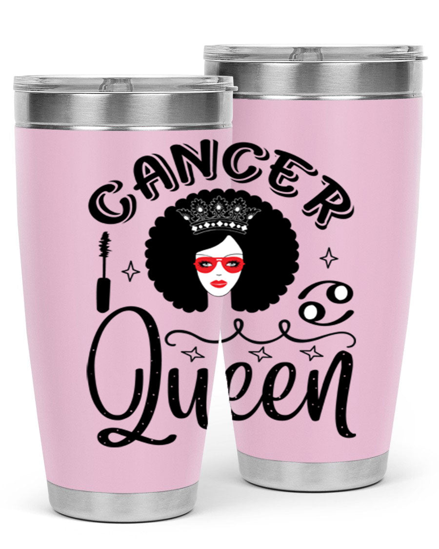 Cancer Queen 162# Tumbler featuring a stylish zodiac design, made of stainless steel with a drink-thru lid.