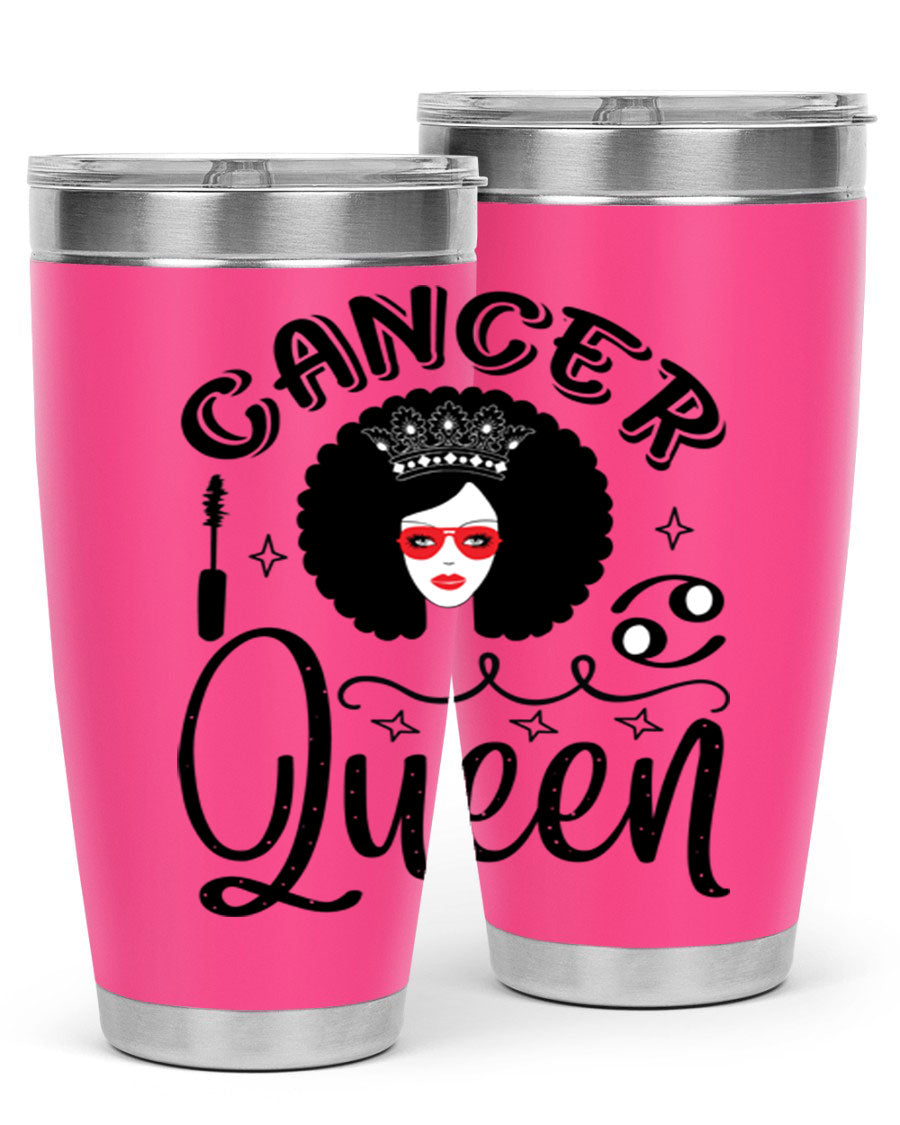 Cancer Queen 162# Tumbler featuring a stylish zodiac design, made of stainless steel with a drink-thru lid.