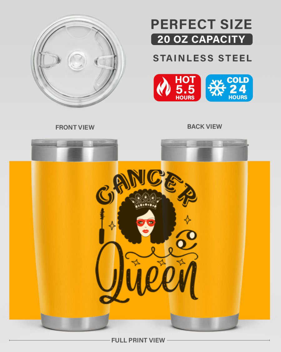 Cancer Queen 162# Tumbler featuring a stylish zodiac design, made of stainless steel with a drink-thru lid.