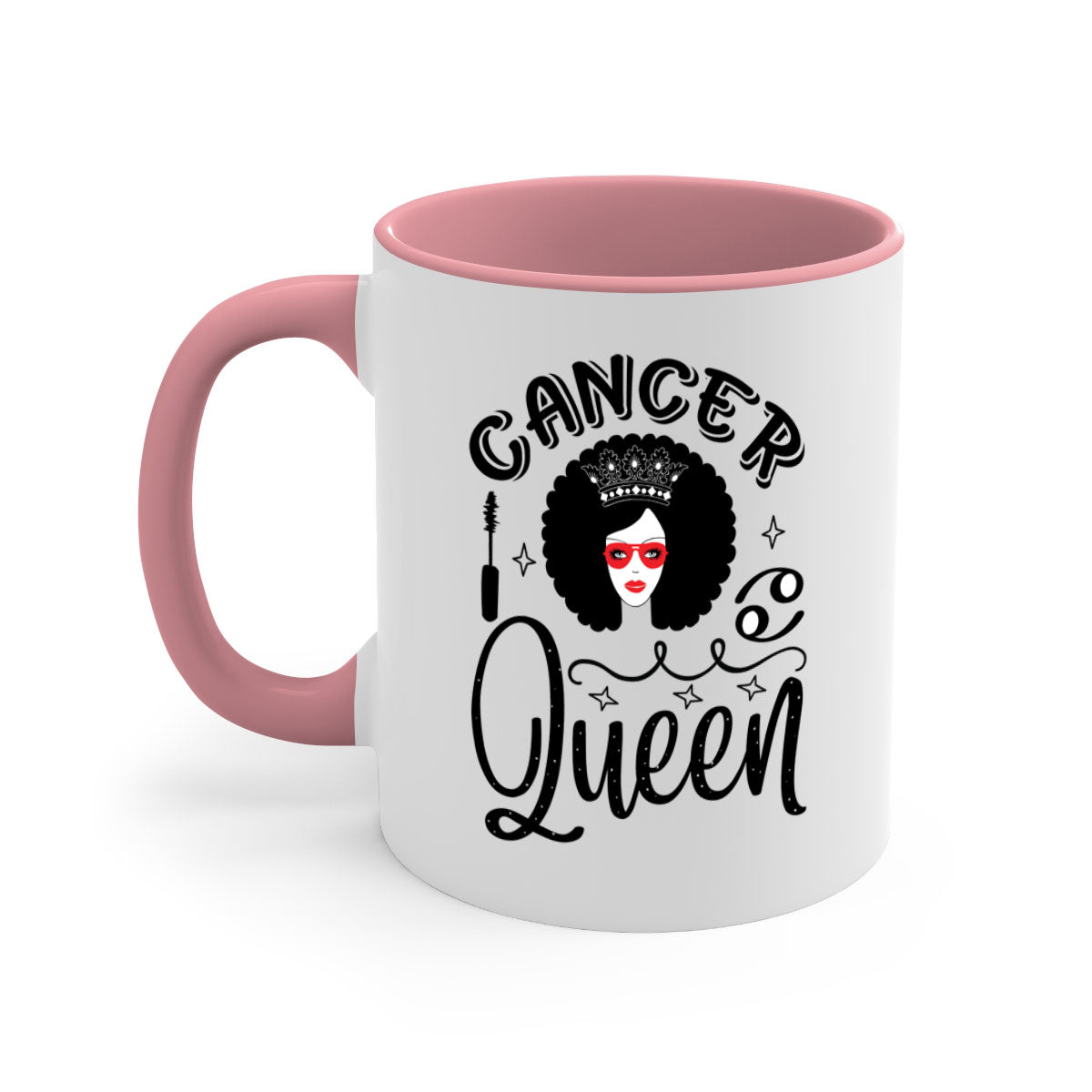 Cancer queen 162# zodiac mug with a glossy finish and colored handle, available in multiple colors.