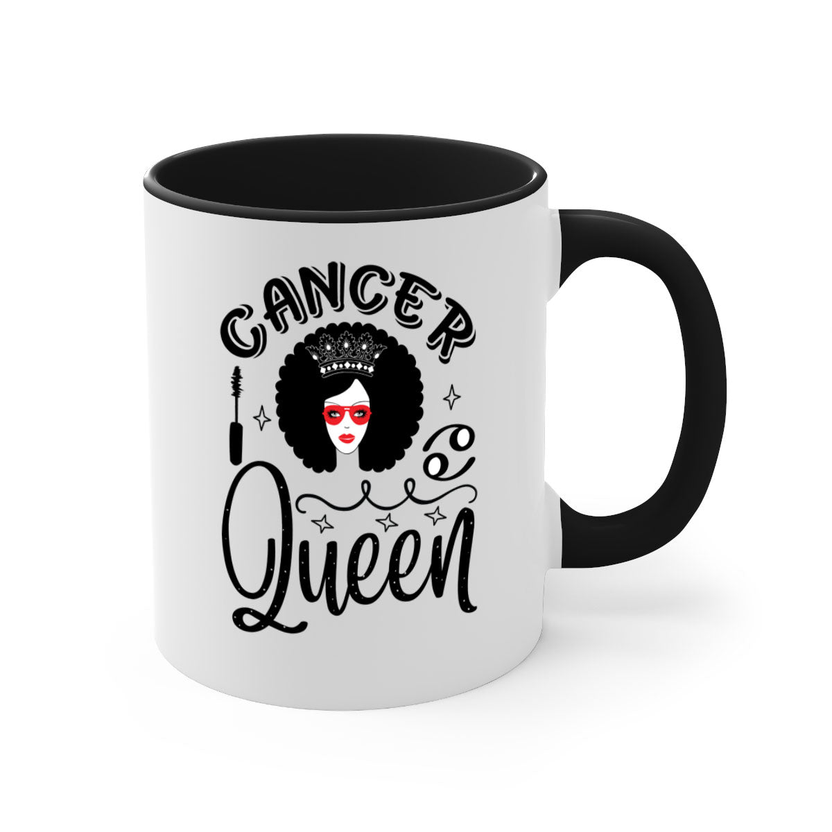 Cancer queen 162# zodiac mug with a glossy finish and colored handle, available in multiple colors.