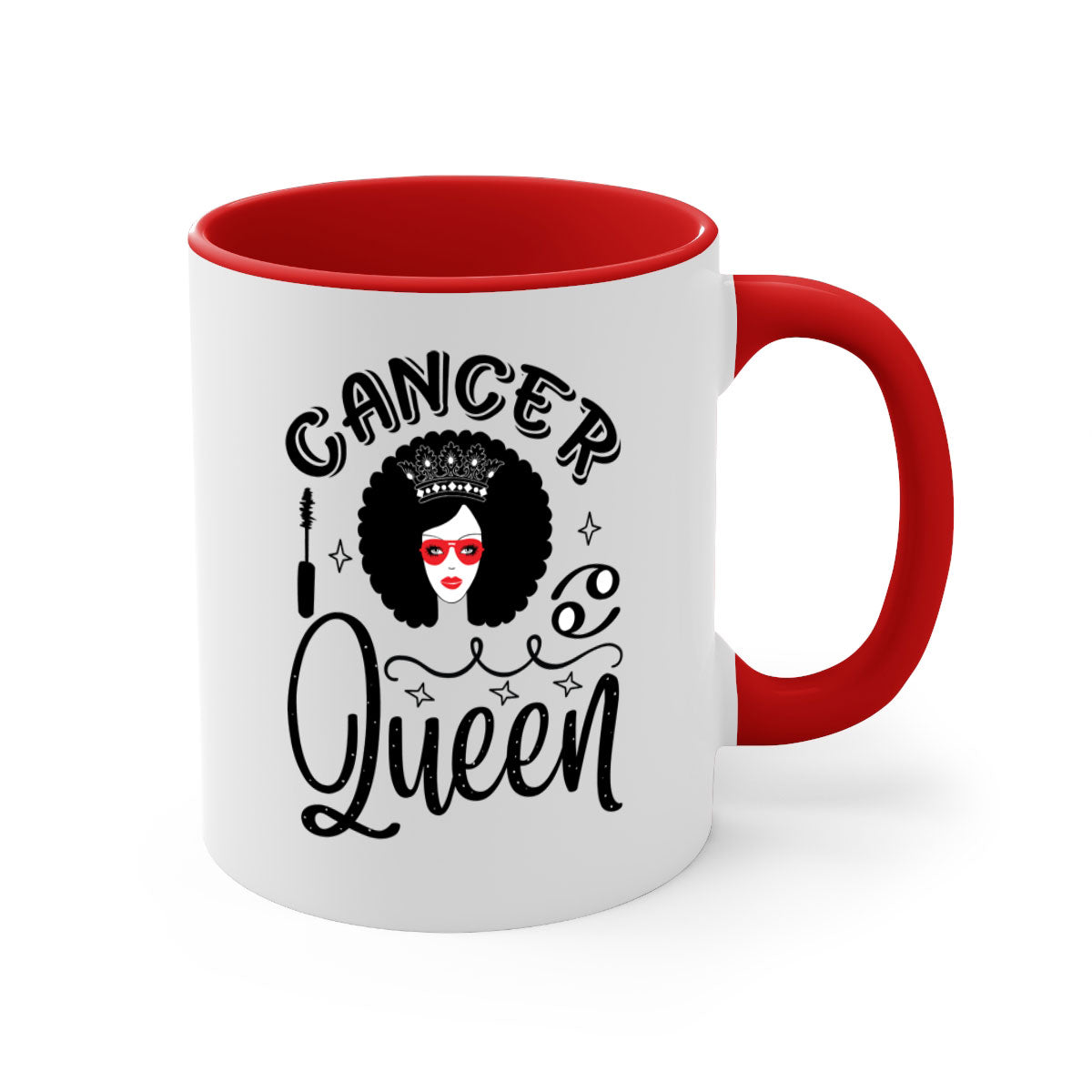 Cancer queen 162# zodiac mug with a glossy finish and colored handle, available in multiple colors.