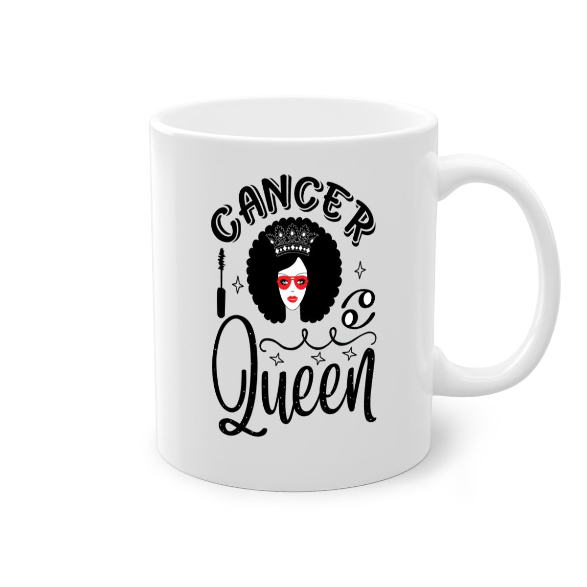 Cancer queen 162# zodiac mug with a glossy finish and colored handle, available in multiple colors.